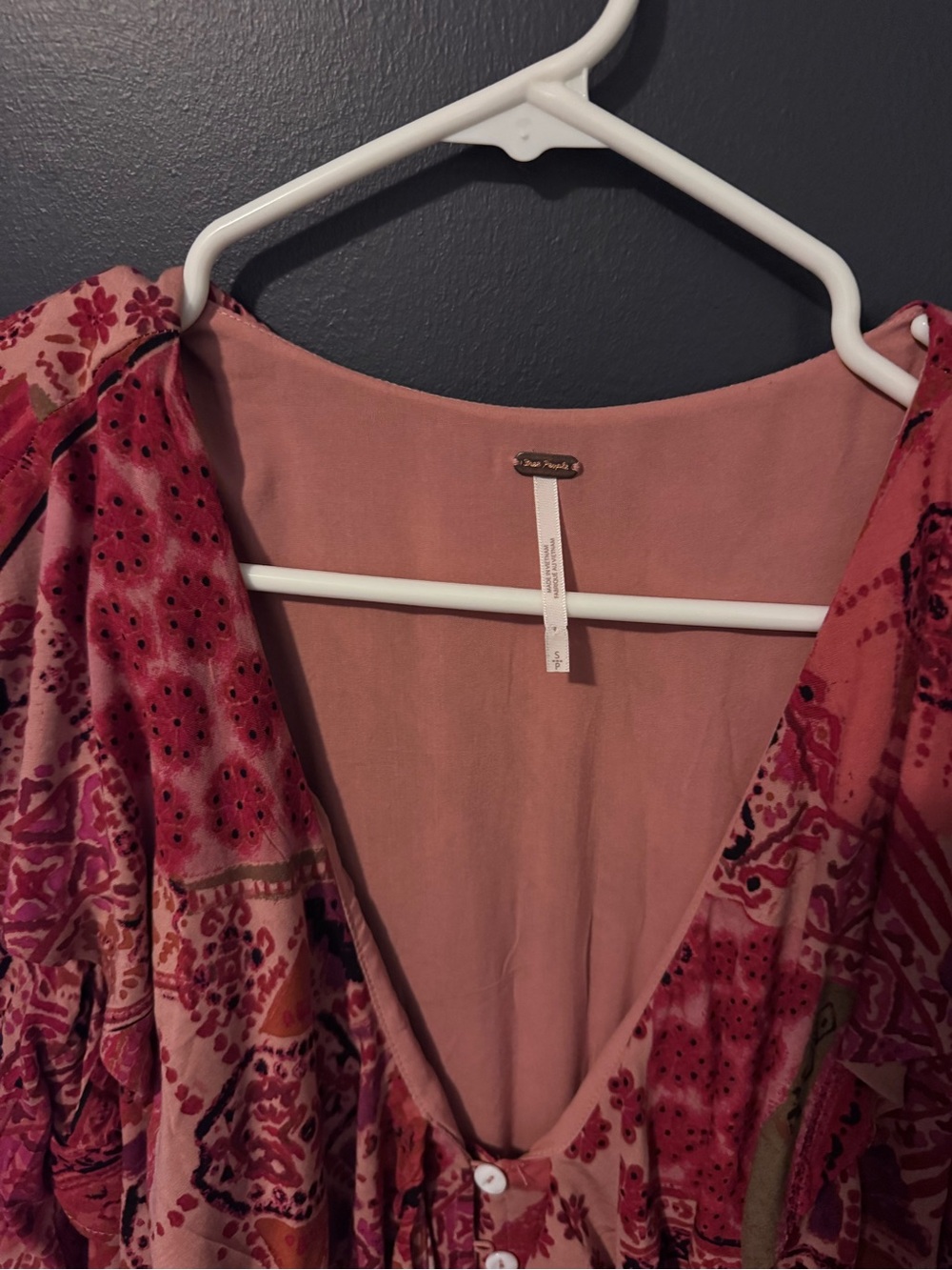 Free People Ruffle Button-Front Dress - Red Mix - Picture 4 of 4